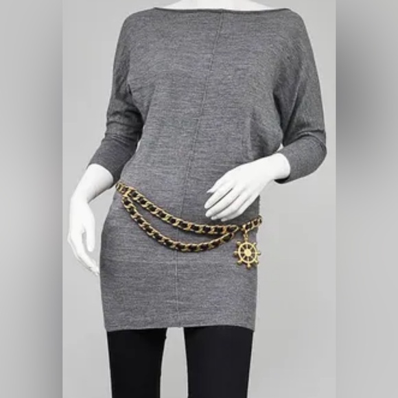 Chanel Vintage Ship Steering Wheel Braided Leather Gold Chain Belt - Picture 14 of 14